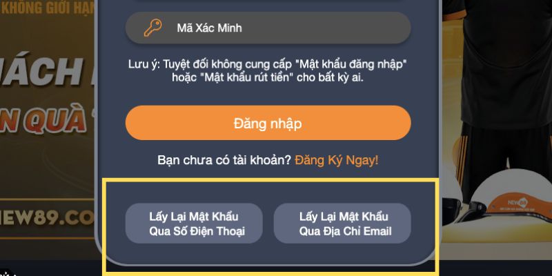 Lấy lại mật khẩu dễ dàng qua email, số điện thoại